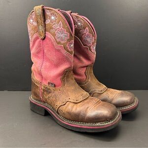 Justin Gypsy Starlina Stitched Floral Embossed Leather Cowgirl Boots Size 7.5 B